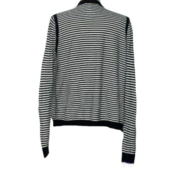 ANN TAYLOR LOFT Black and White Striped Open Button Cardigan Womans Large - Picture 6 of 16